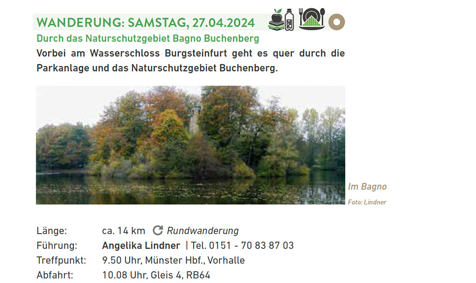 Baumberge Verein Ein Bild einer Website mit einem Bild eines Sees und Bäumen.