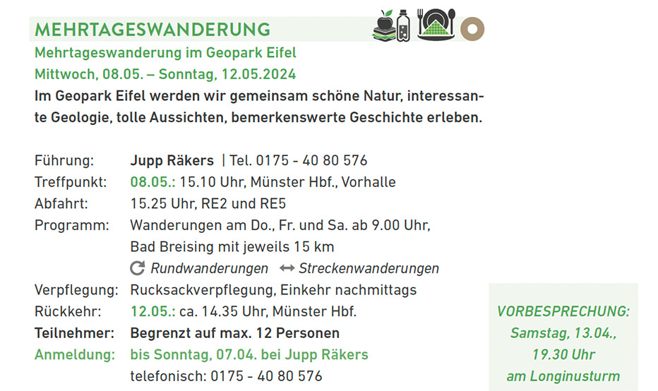 Baumberge Verein Ein Flyer mit grünem Hintergrund und grünem Text.