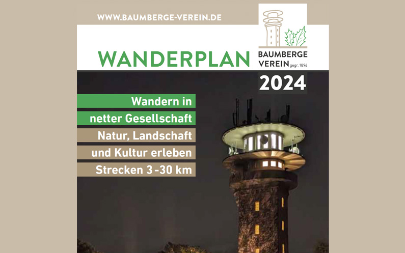 Baumberge Verein Das Cover von wanderplan 2020.